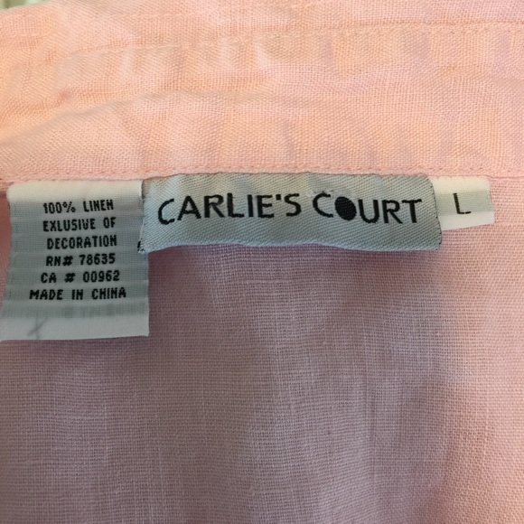 Carlie’s Court Pink Linen Shirt CollarTunic Size L - Picture 6 of 6
